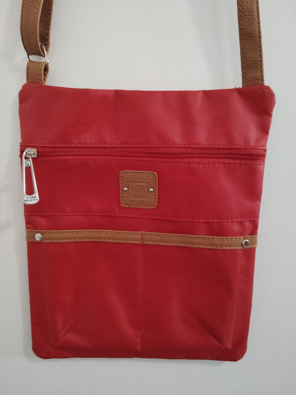 STONE Mountain Cross Over Red Polyester Bag Sturdy Waterproof 4 Pockets